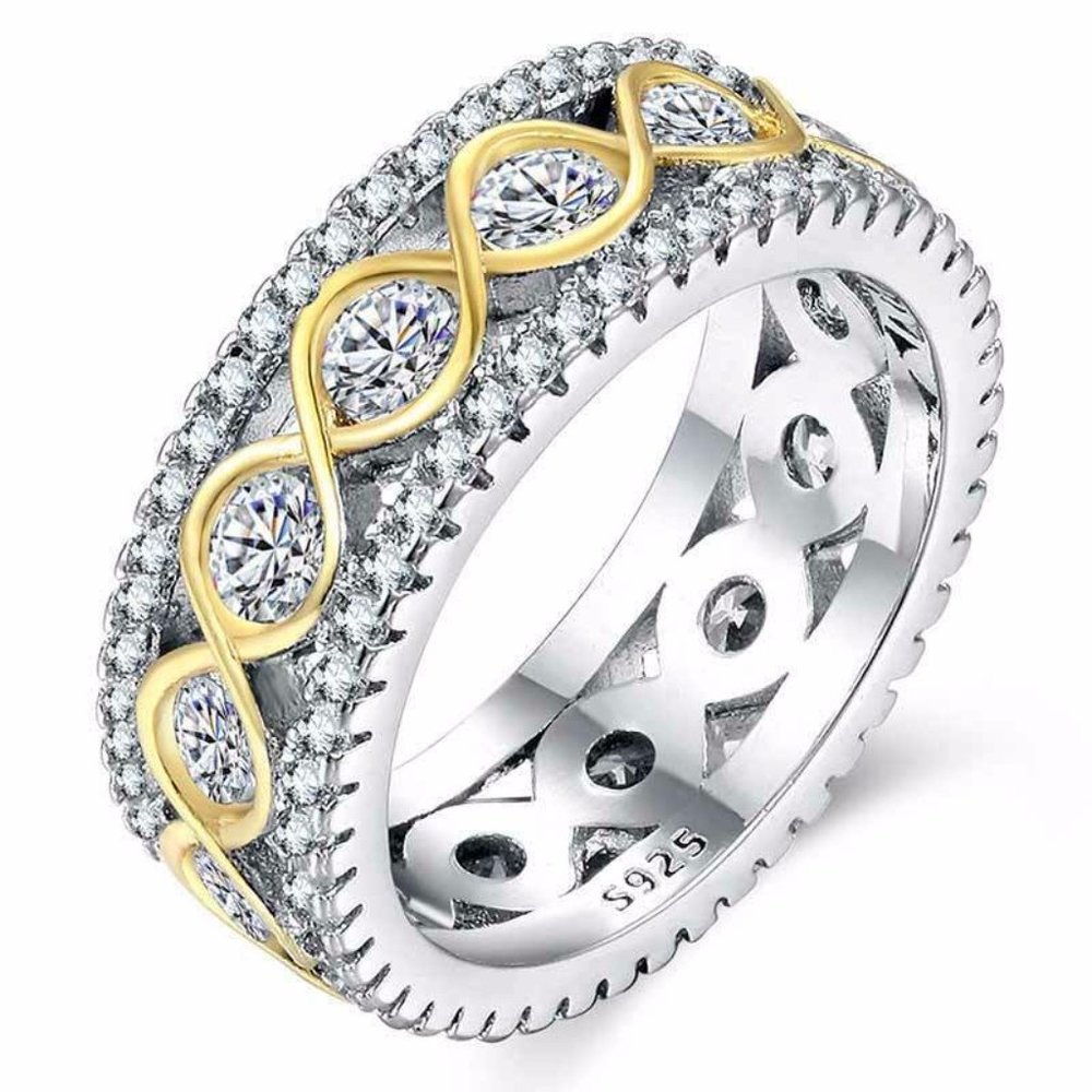 New Two Tone 925 Silver Party Ring NWOT